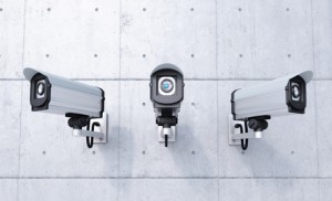 Three Security cameras frontal view